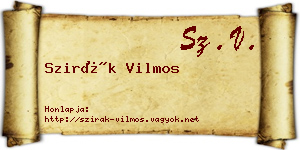 Szirák Vilmos névjegykártya